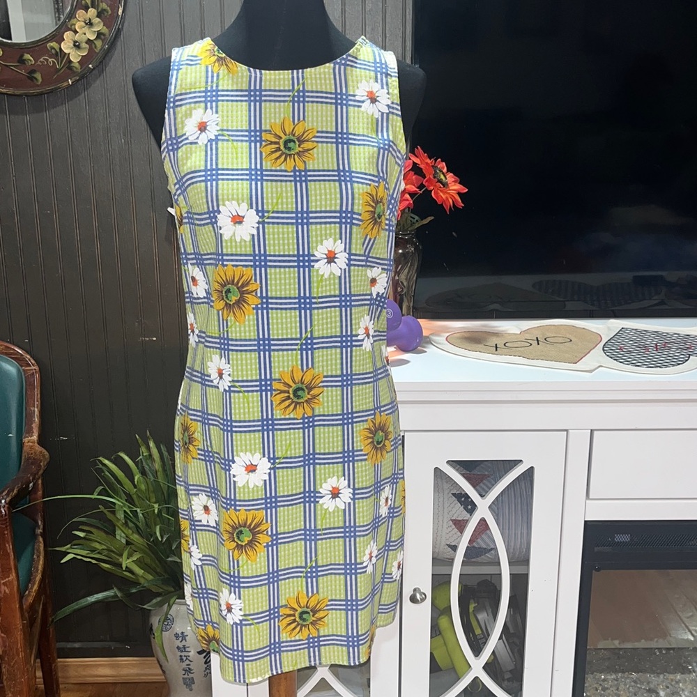 Floral Asymmetrical Dress - Yellow and Blue